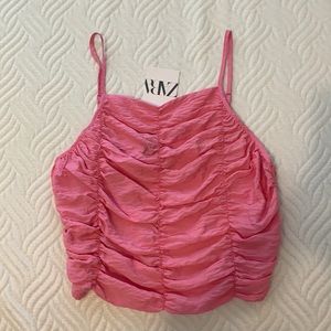 NWT Zara pink scrunch crop tank top